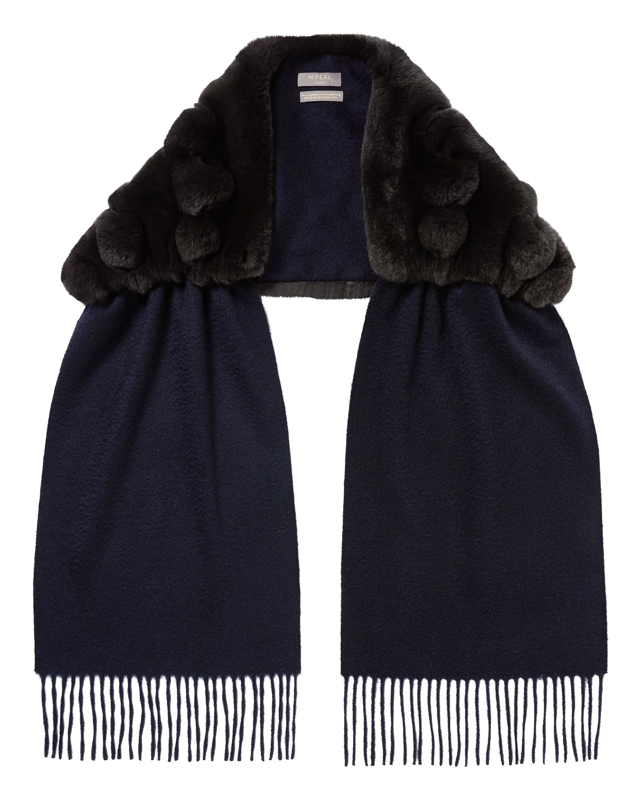 Women's St Moritz Fur Neck Scarf Navy Blue