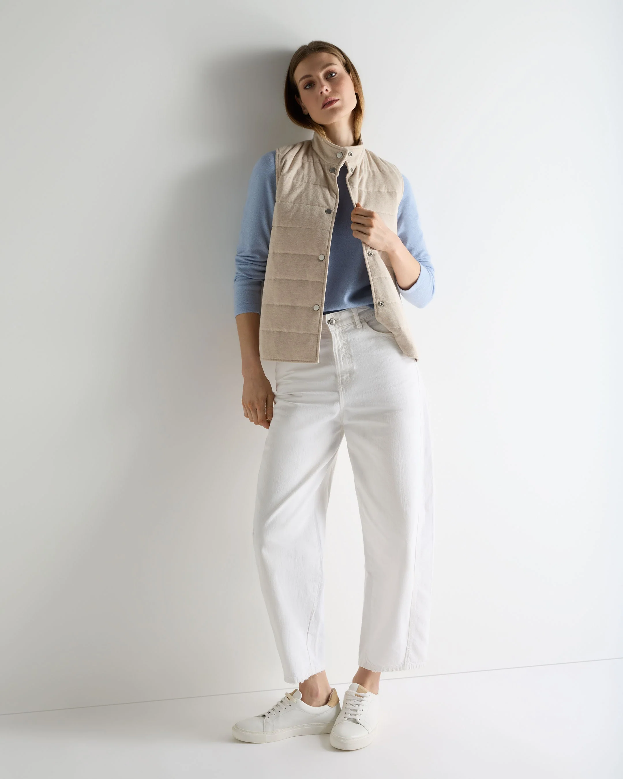 Women's Hallie Round Neck Cashmere Sweater Sea Mist Blue - Image 3