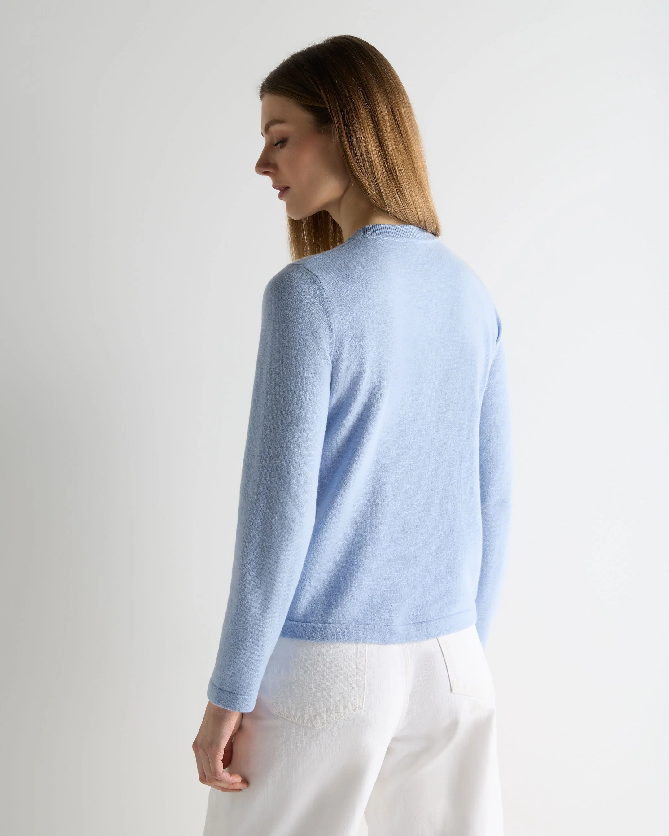 Women's Hallie Round Neck Cashmere Sweater Sea Mist Blue - Image 4