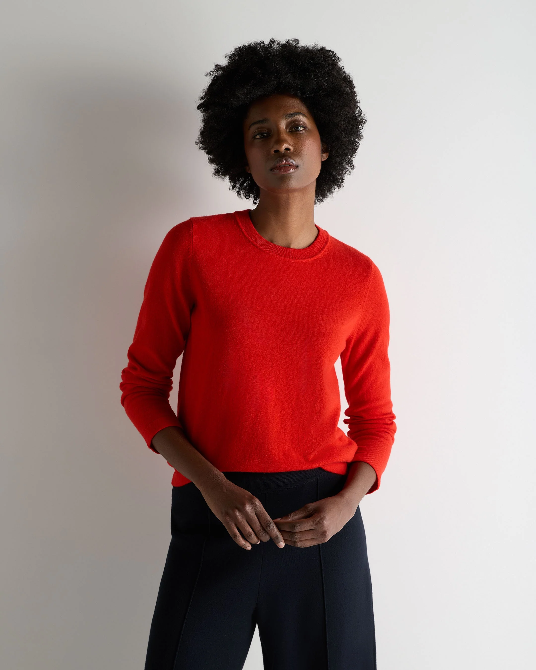 Women's Hallie Round Neck Cashmere Sweater Tomato Red