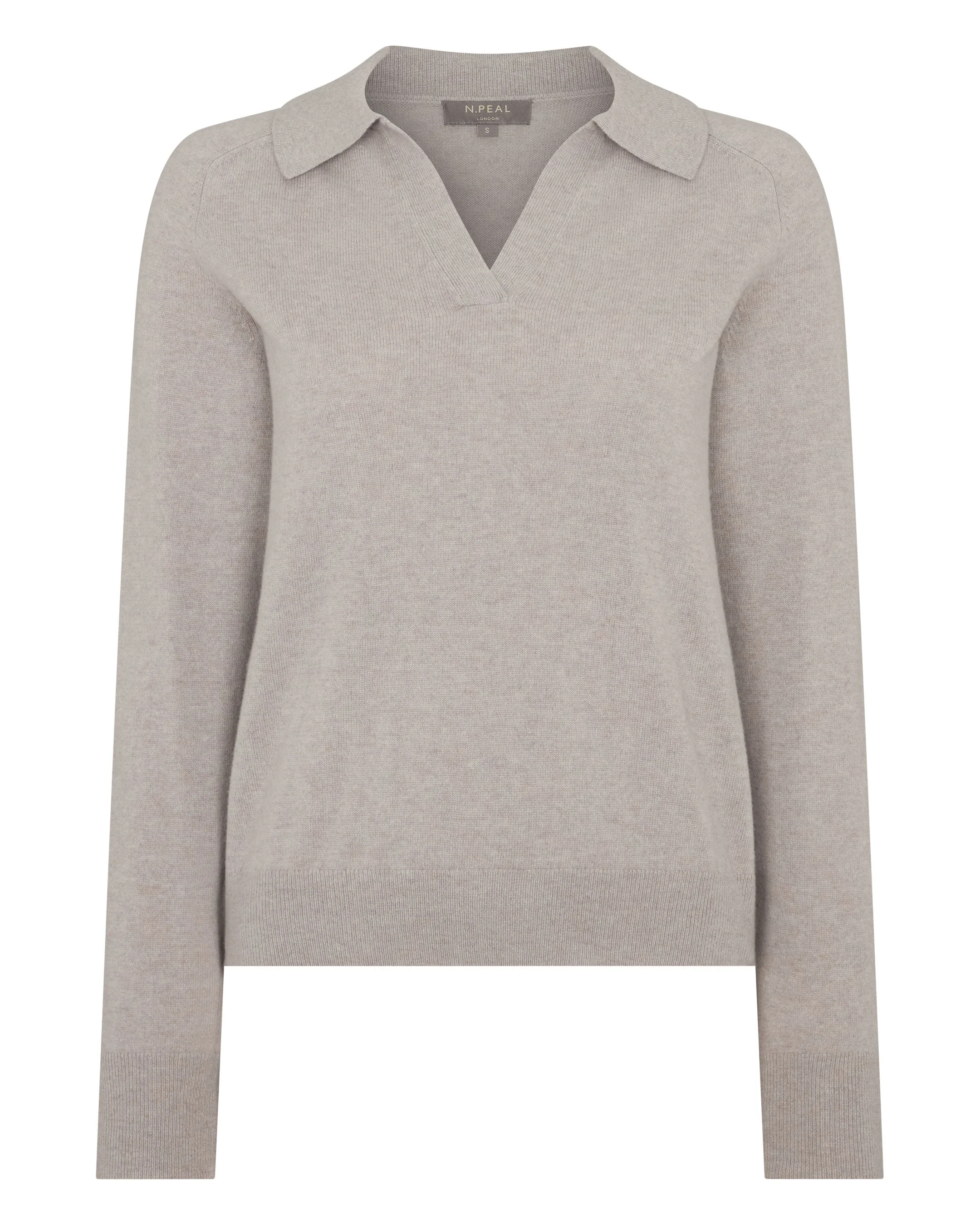 Women's Harriet Cashmere Polo Shirt Oat Grey - Image 2