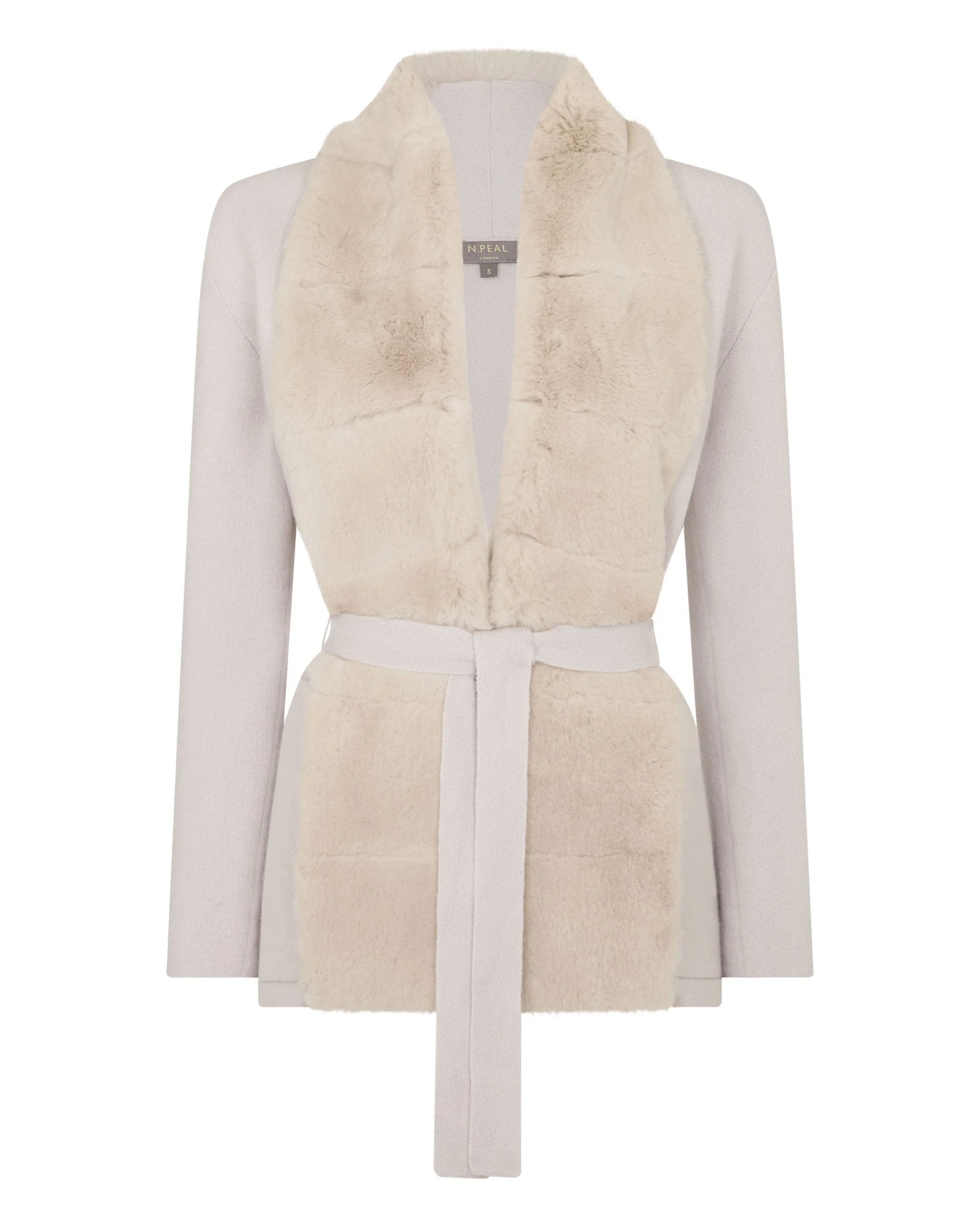 Women's Ruby Herringbone Fur Cardigan Snow Grey - Image 2
