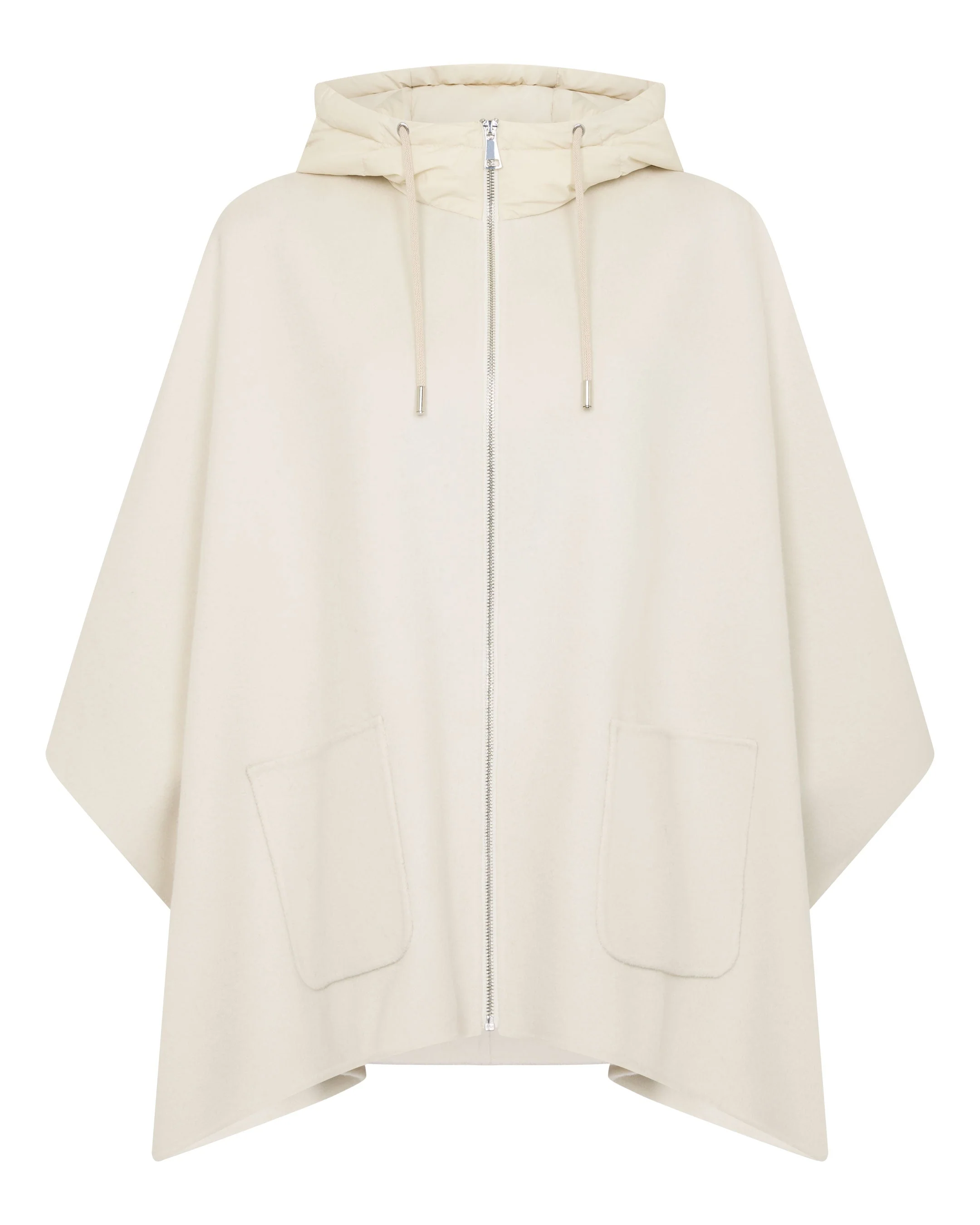 Women's Hooded Woven Cape Cream - Image 2