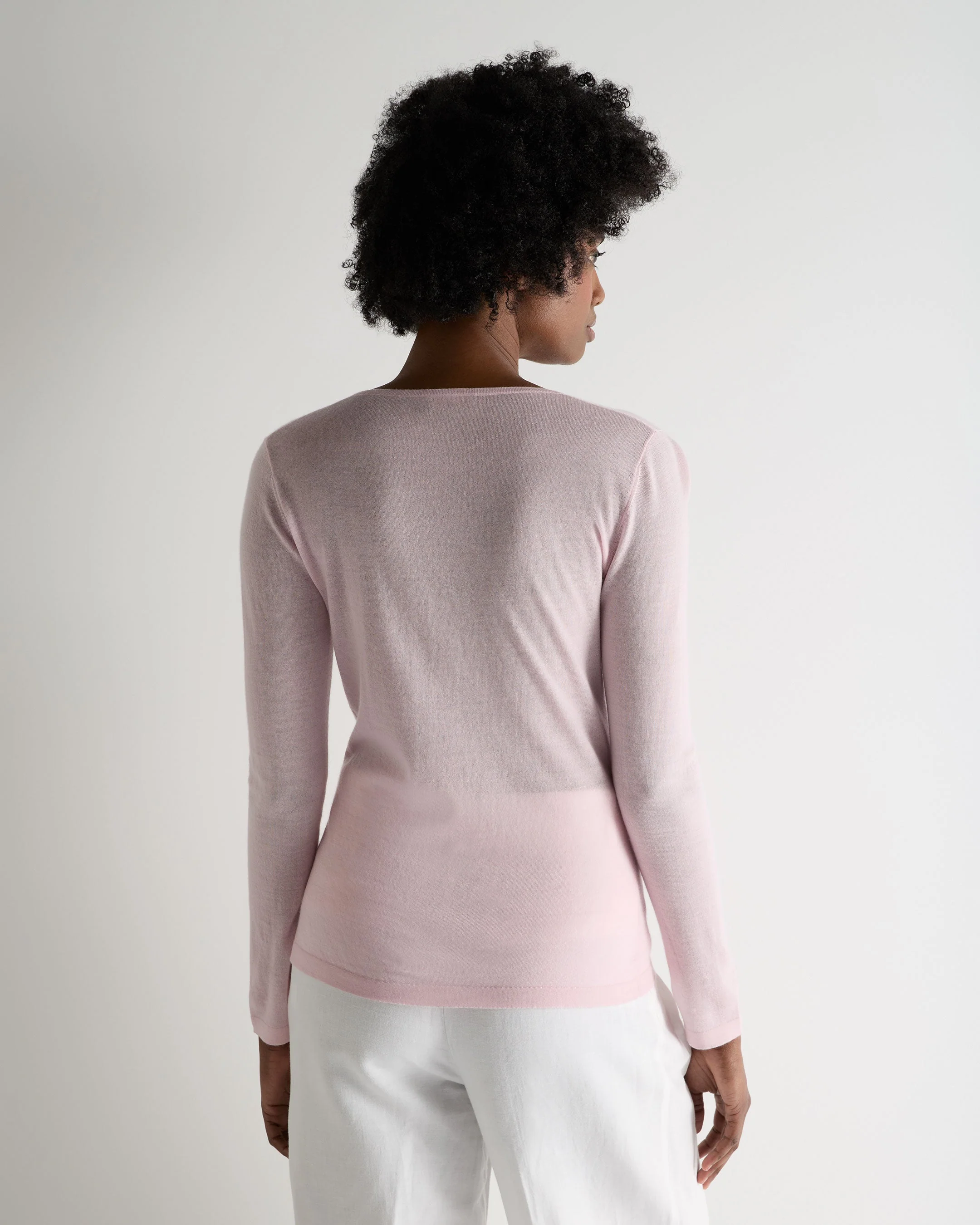 Women's Imogen Superfine Cashmere V Neck Sweater Rosewater Pink - Image 4