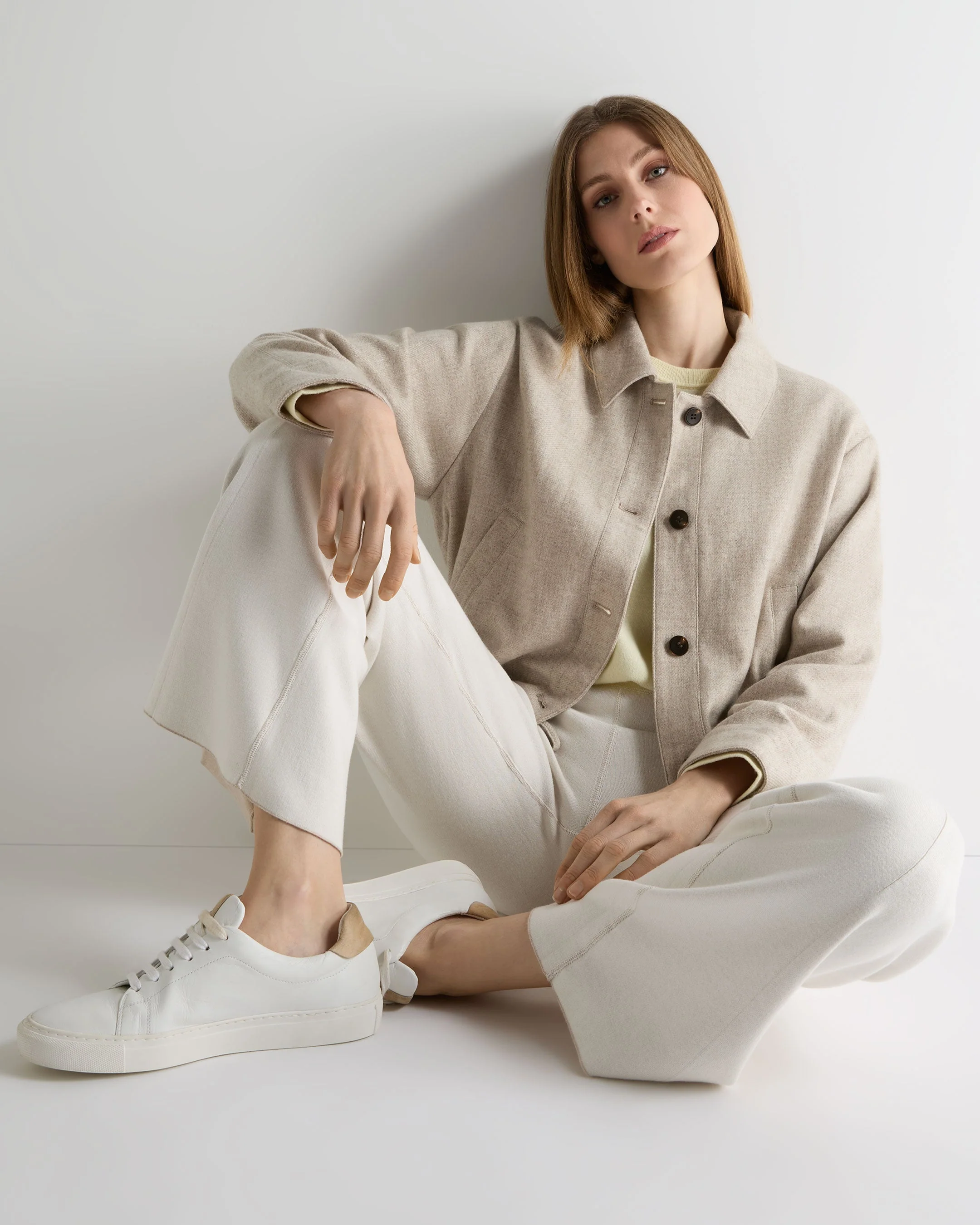 Women's Lilia Woven Cashmere Jacket Beige Brown - Image 3