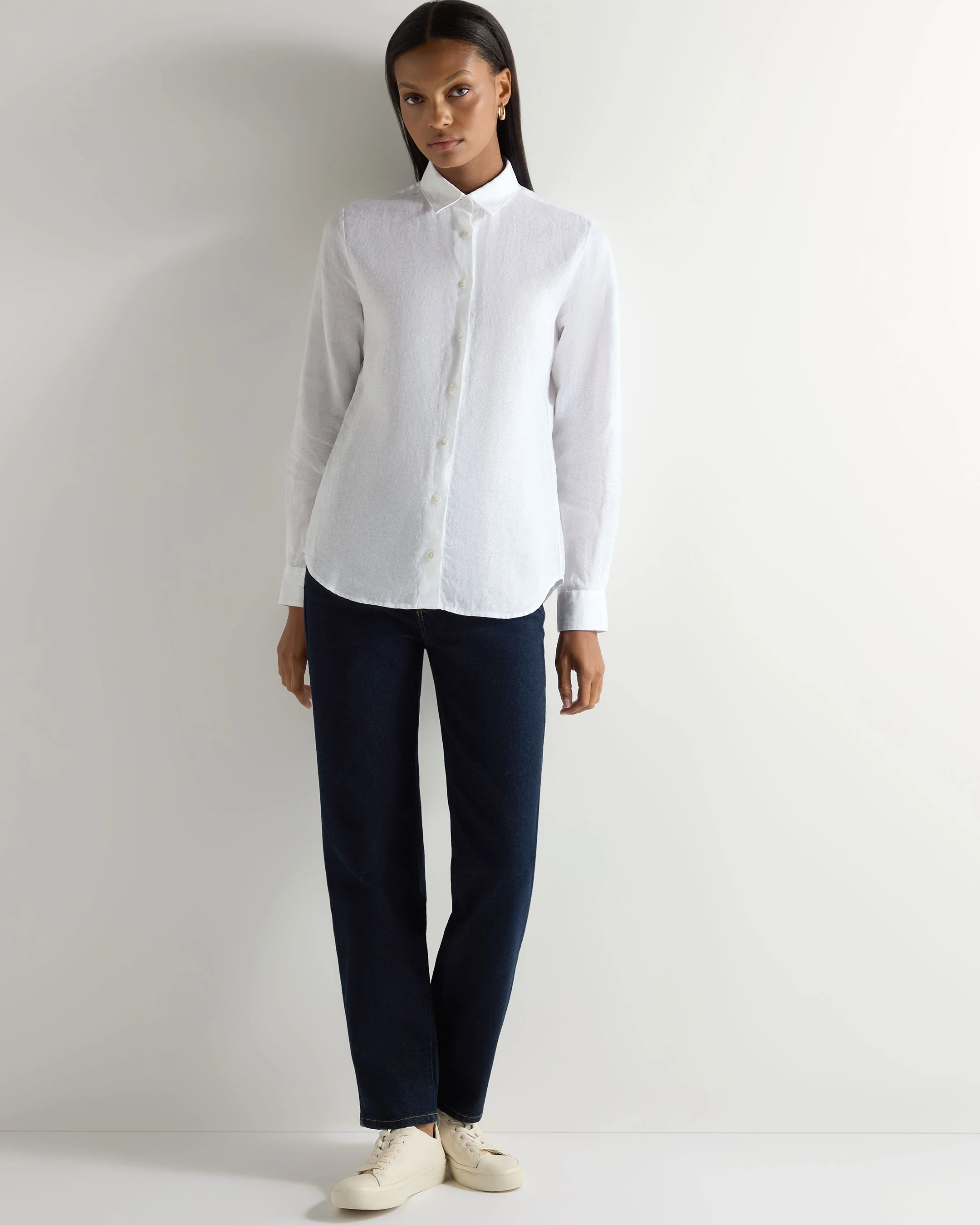Women's Rochelle Linen Shirt White - Image 3