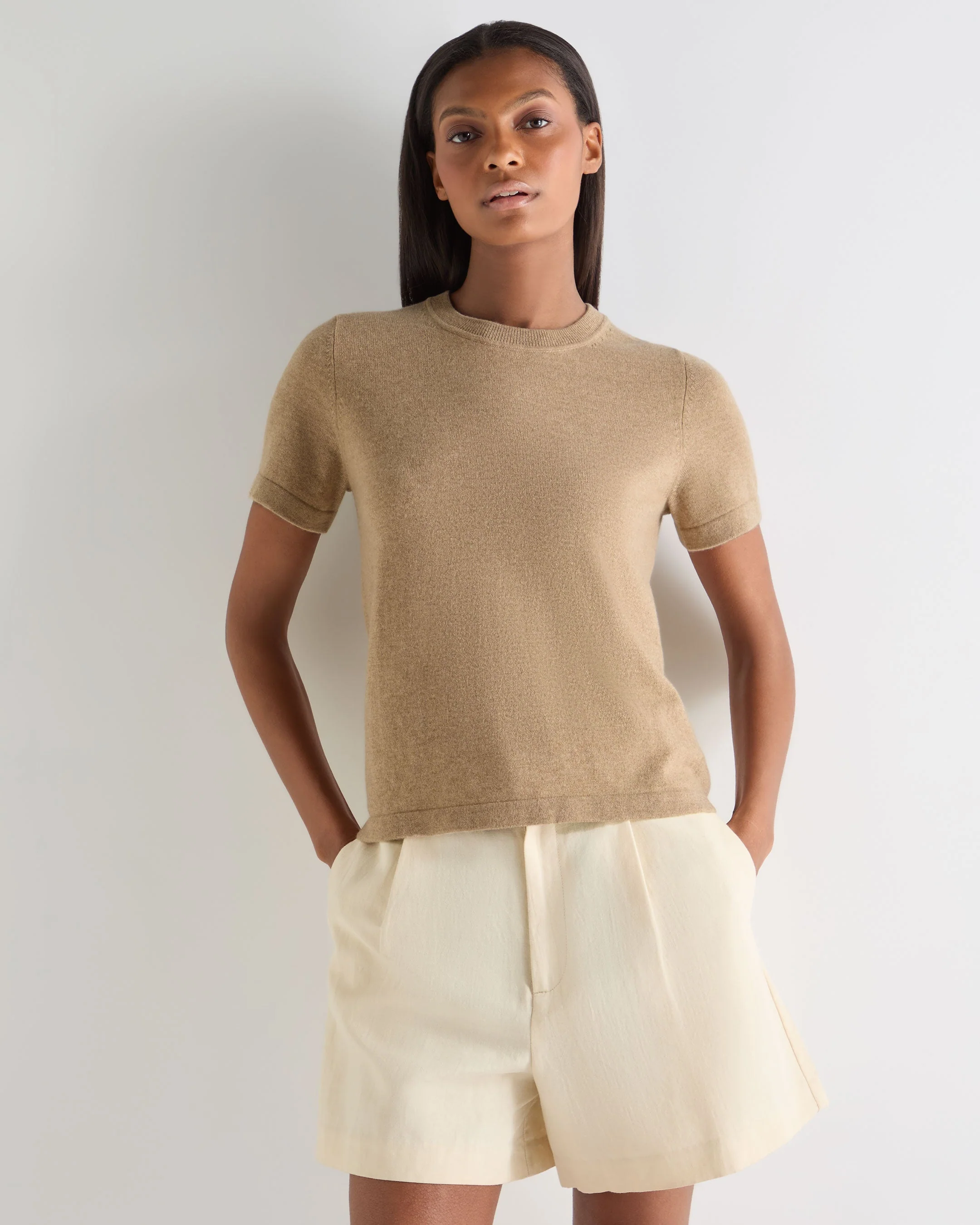 Women's Lottie Cashmere T-Shirt Cappuccino Brown