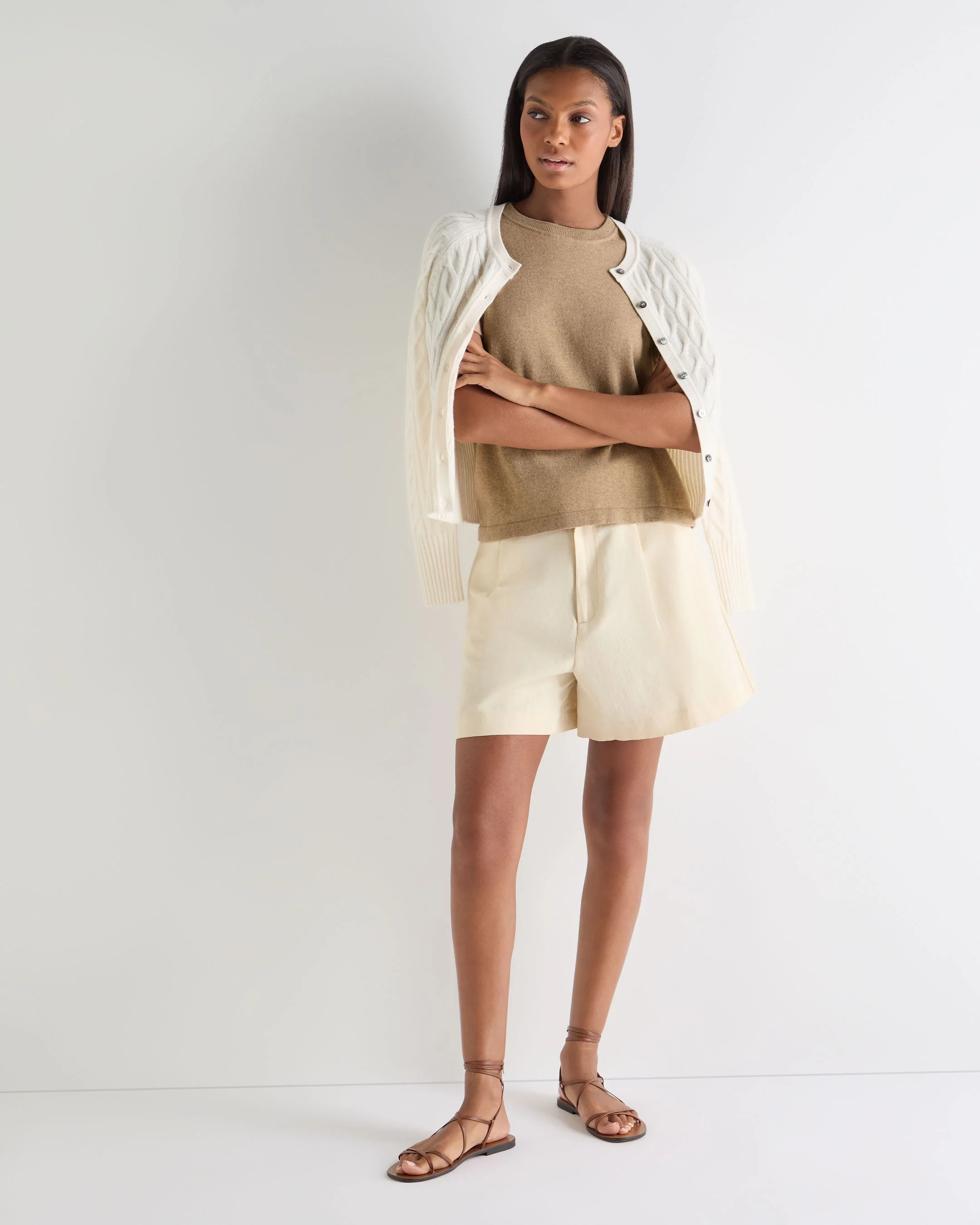 Women's Lottie Cashmere T-Shirt Cappuccino Brown - Image 3