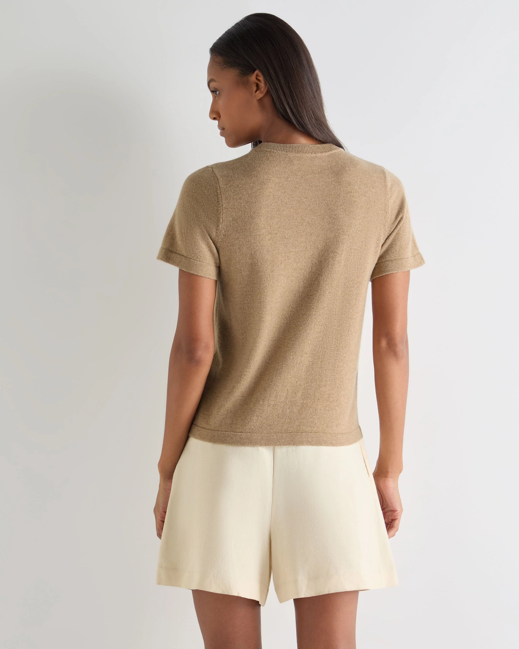 Women's Lottie Cashmere T-Shirt Cappuccino Brown - Image 4