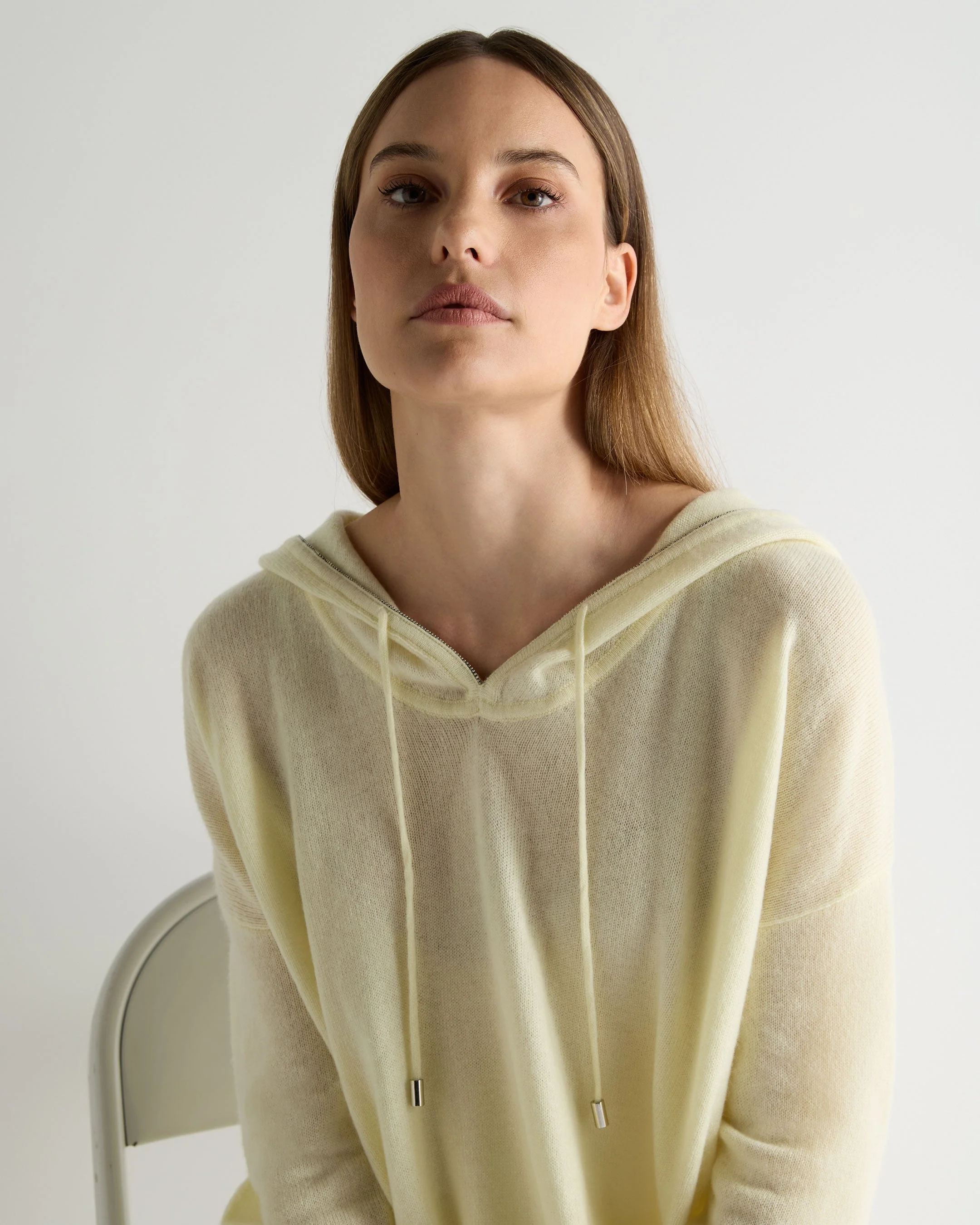 Women's Maya Metal Trim Cashmere Hoodie Butter Yellow - Image 5