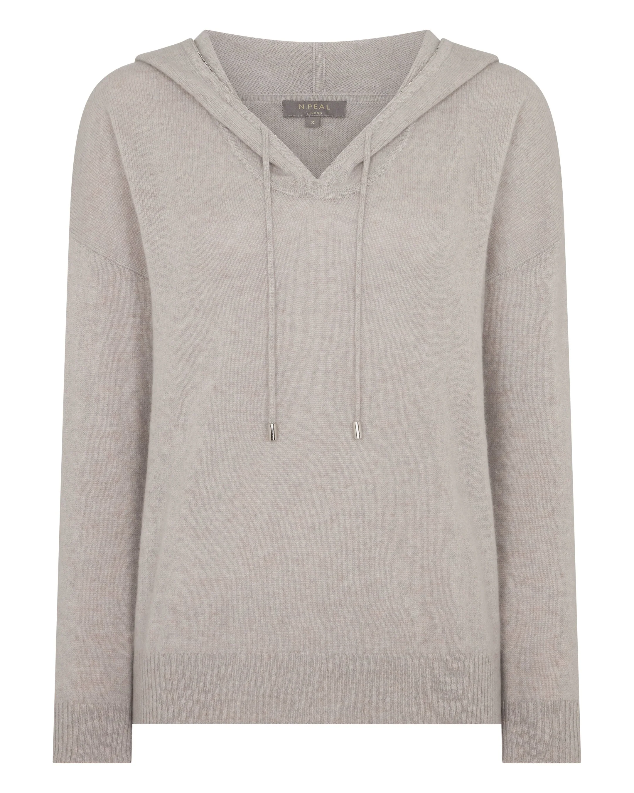 Women's Maya Metal Trim Cashmere Hoodie Oat Grey - Image 2