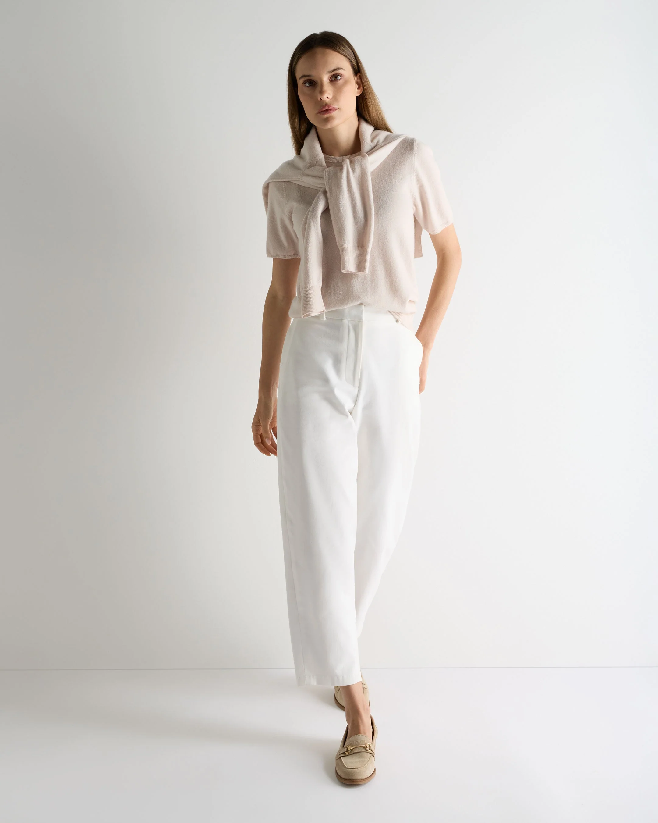 Women's Milly Classic Cashmere T-Shirt Dove Pink - Image 3