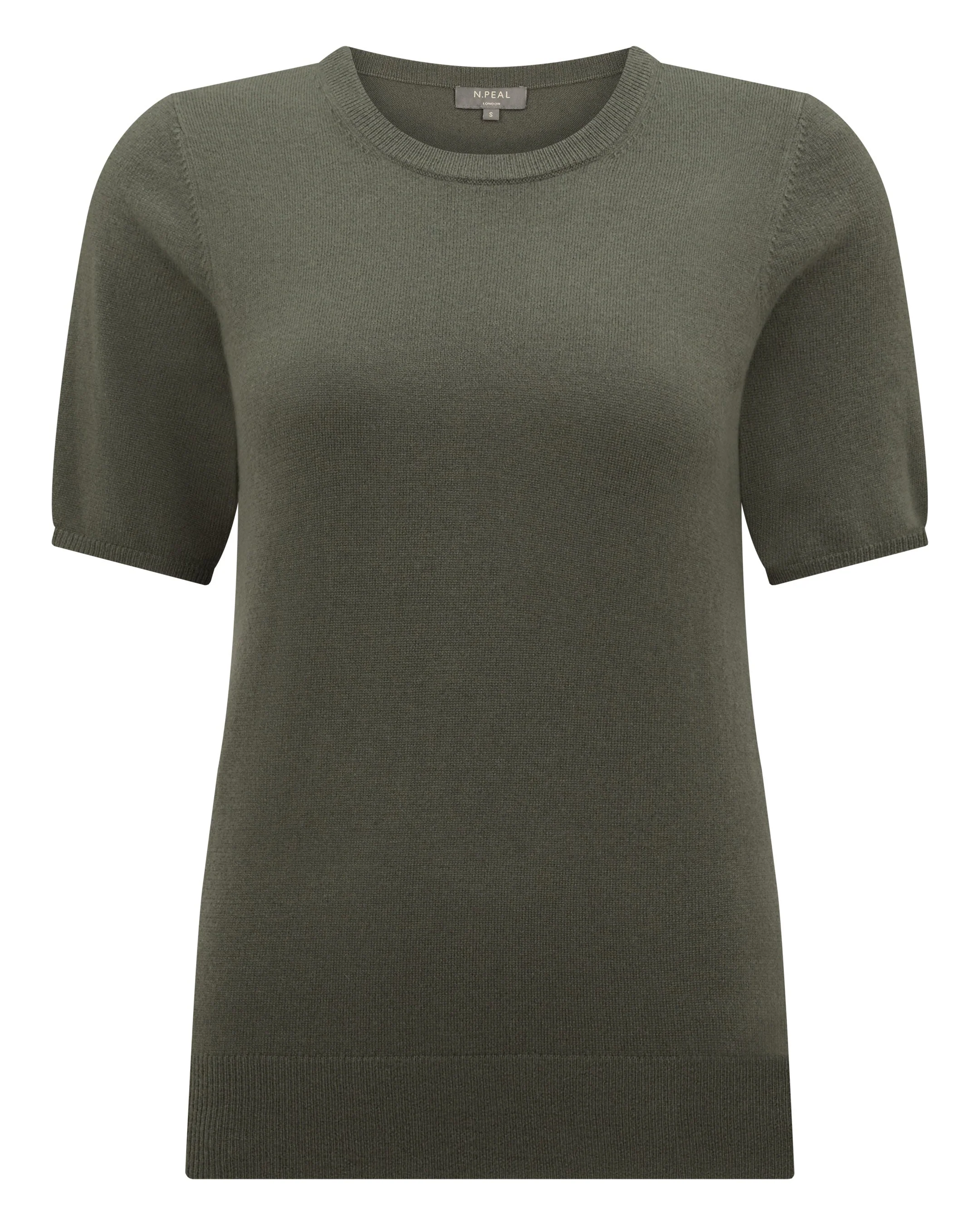 Women's Milly Classic Cashmere T-Shirt Olive Green - Image 2