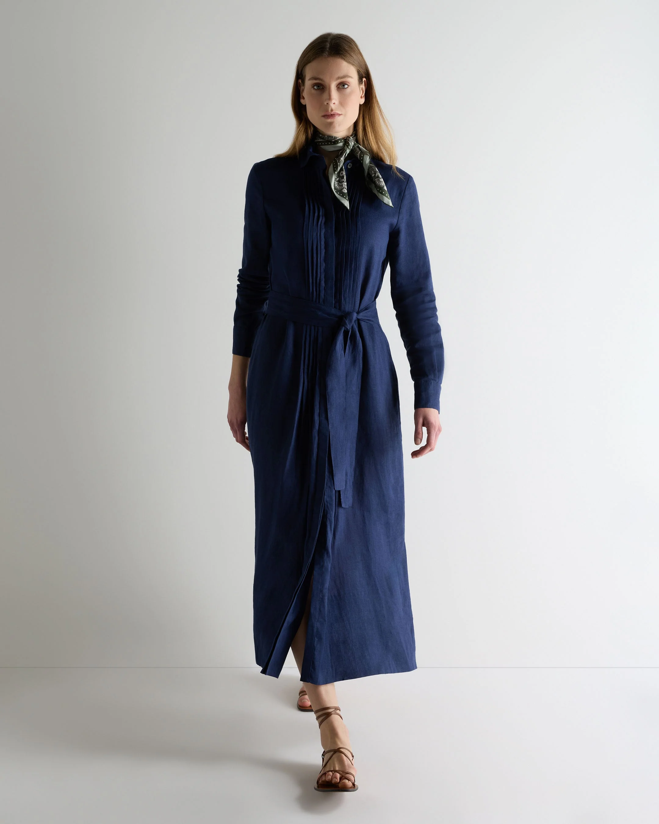 Women's Modica Linen Shirt Dress French Navy Blue - Image 3