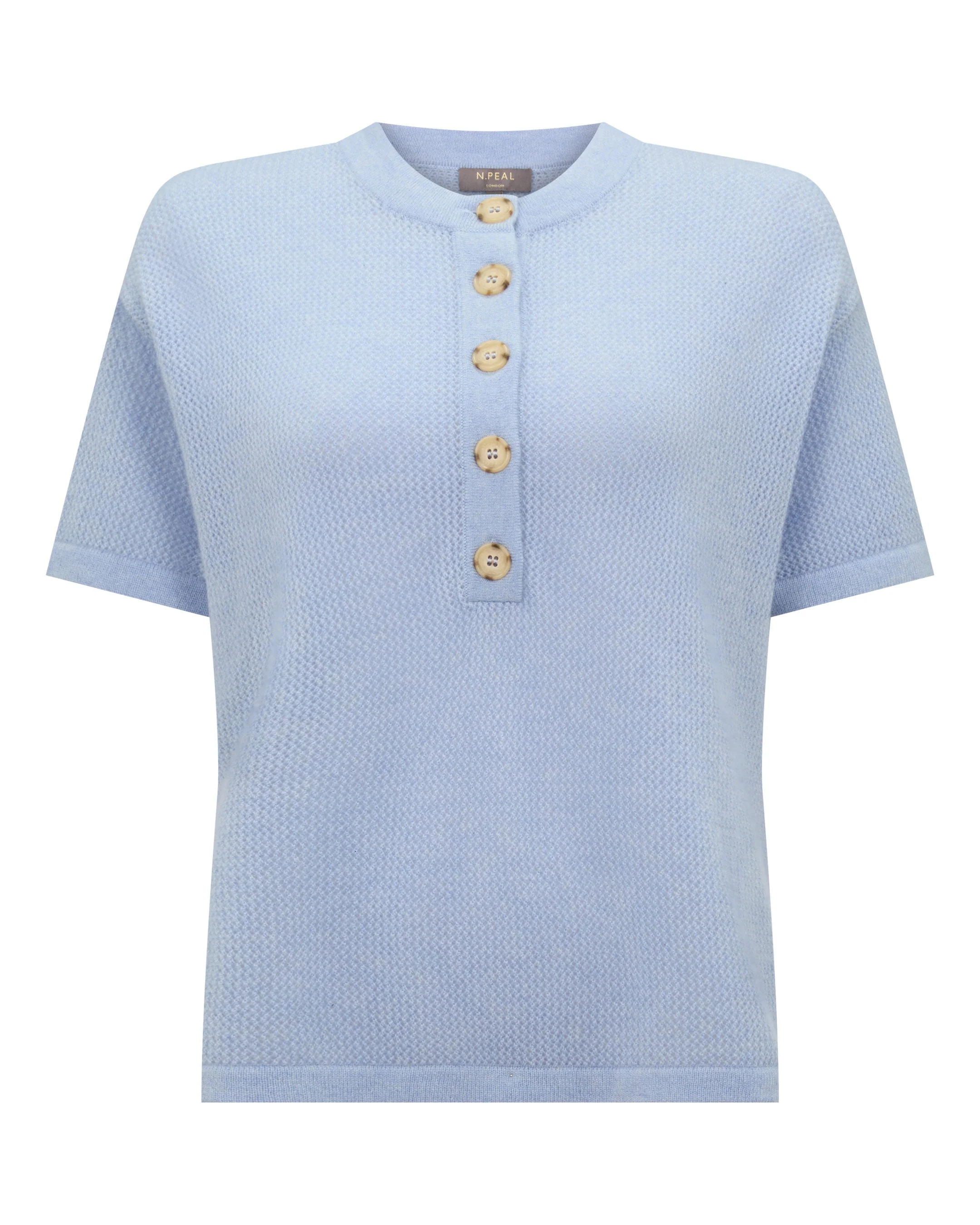 Women's Open Stitch Cashmere Top Sea Mist Blue - Image 2
