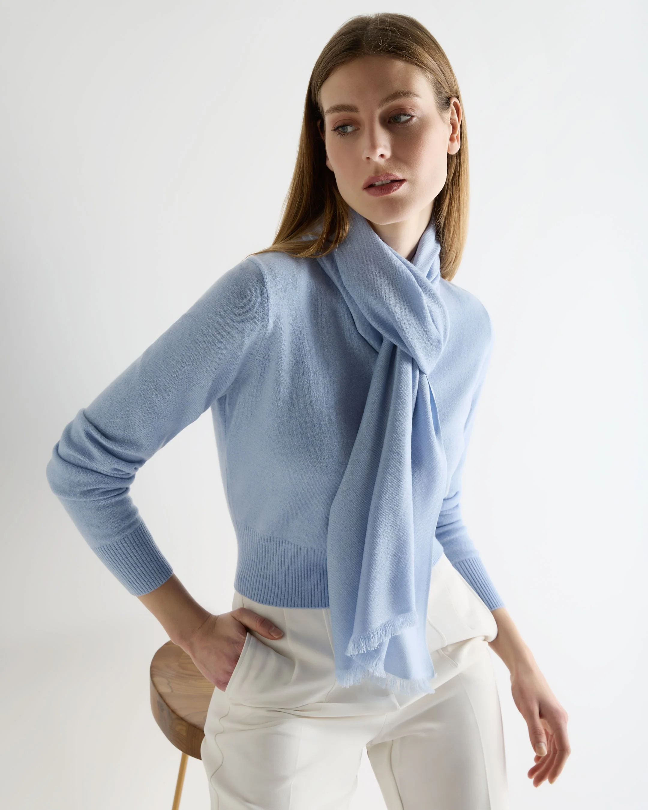 Women's Pashmina Cashmere Stole Sea Mist Blue - Image 2
