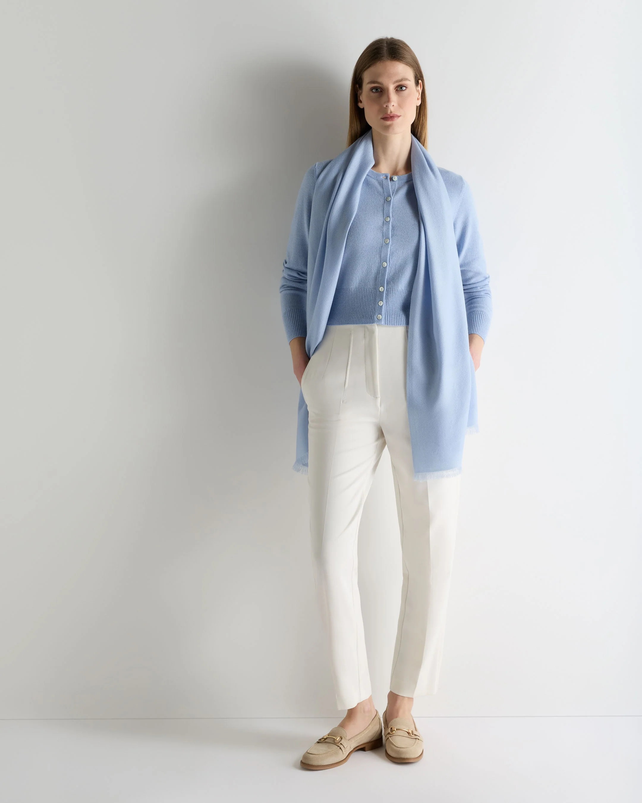 Women's Pashmina Cashmere Stole Sea Mist Blue - Image 3
