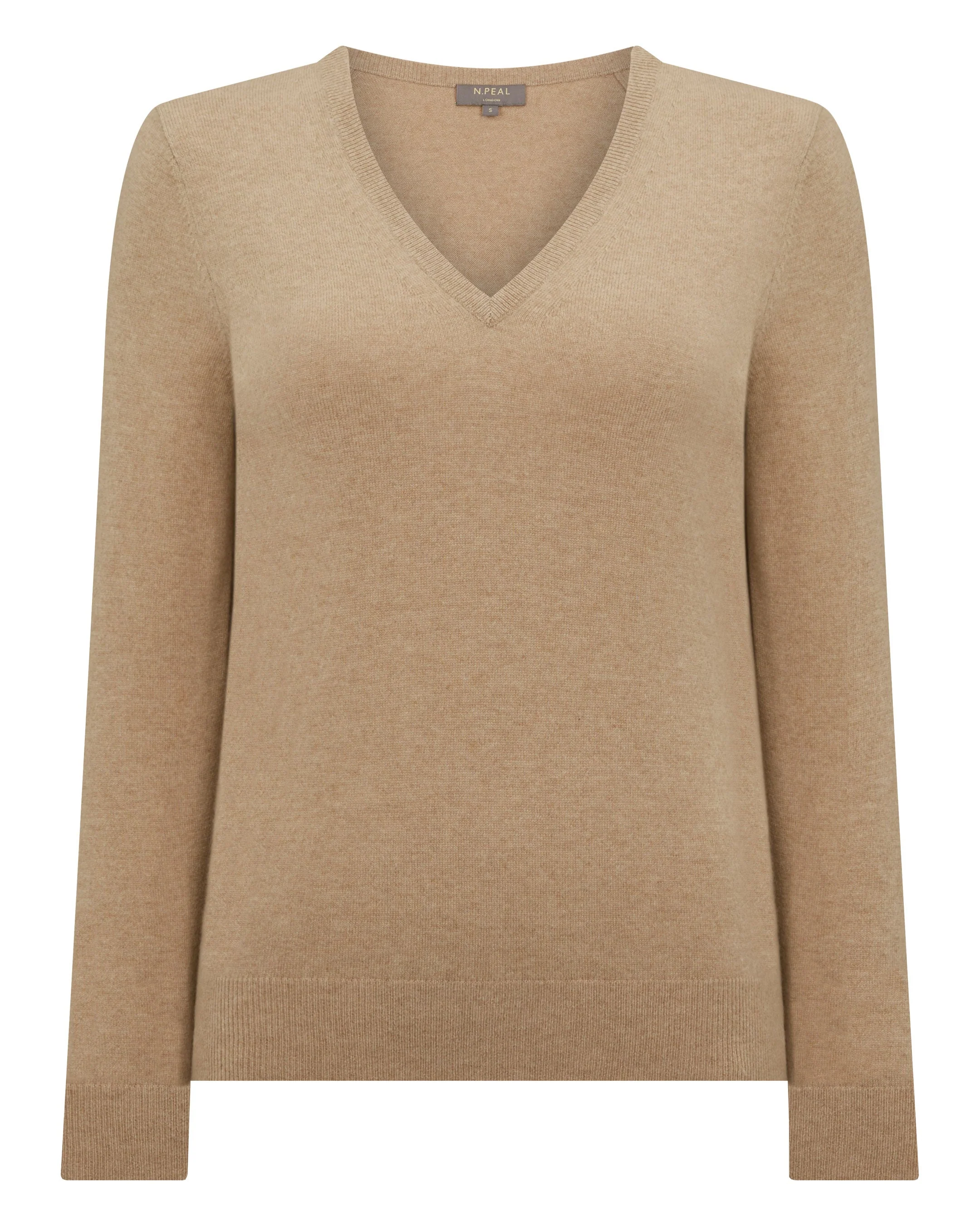 Women's Phoebe V Neck Cashmere Sweater Cappuccino Brown - Image 2