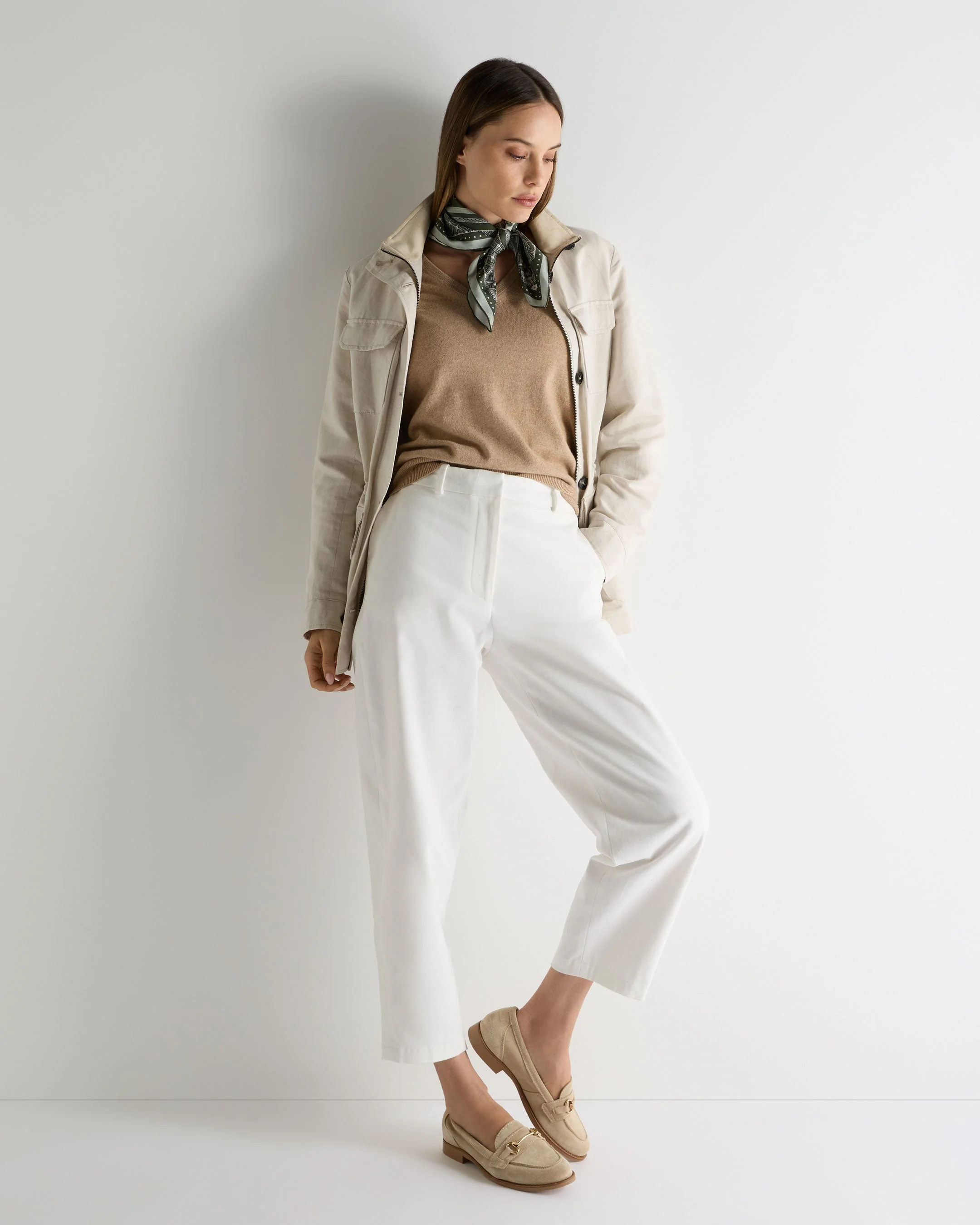 Women's Phoebe V Neck Cashmere Sweater Cappuccino Brown - Image 3
