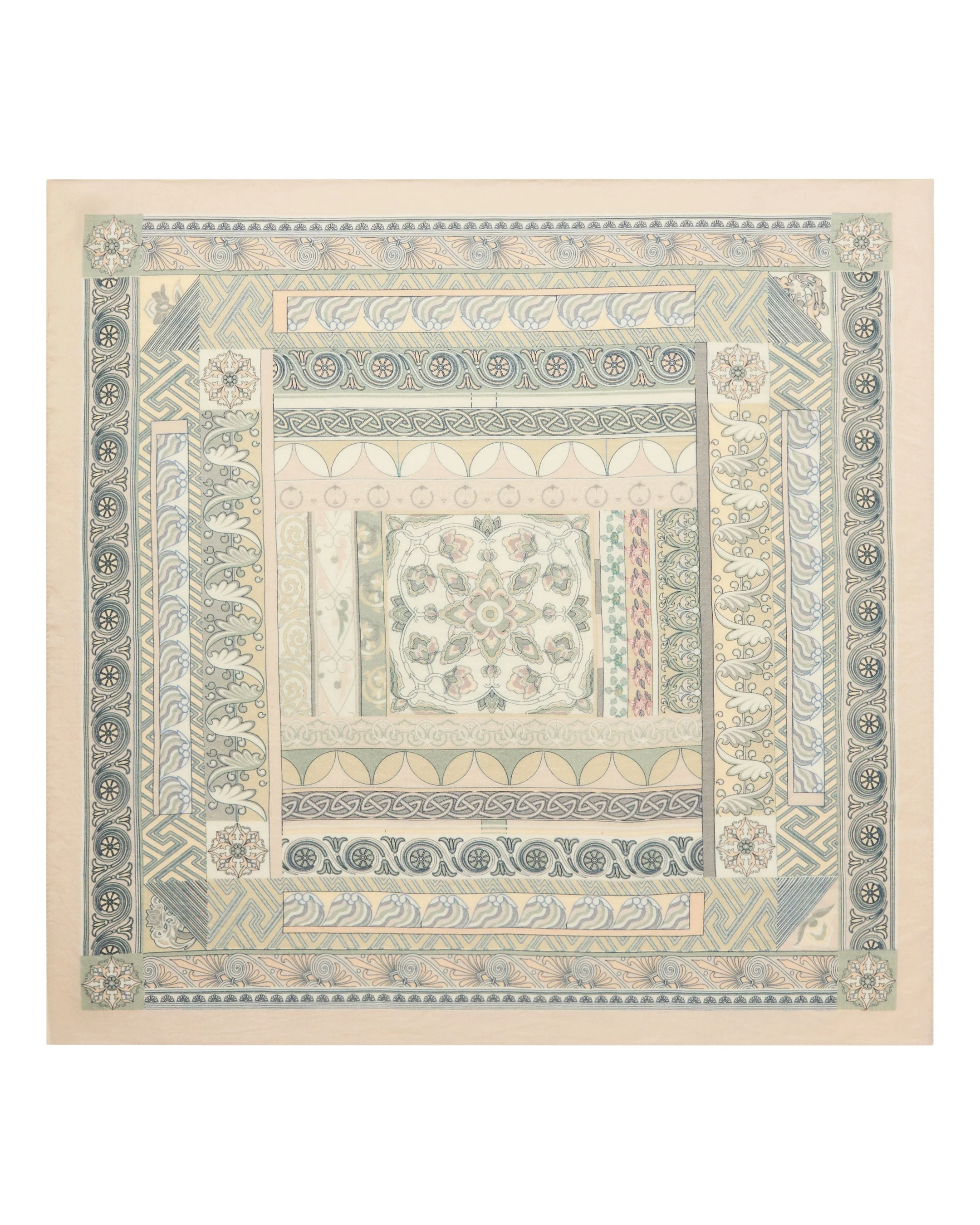 Women's Printed Silk Blend Foulard Pebble Grey