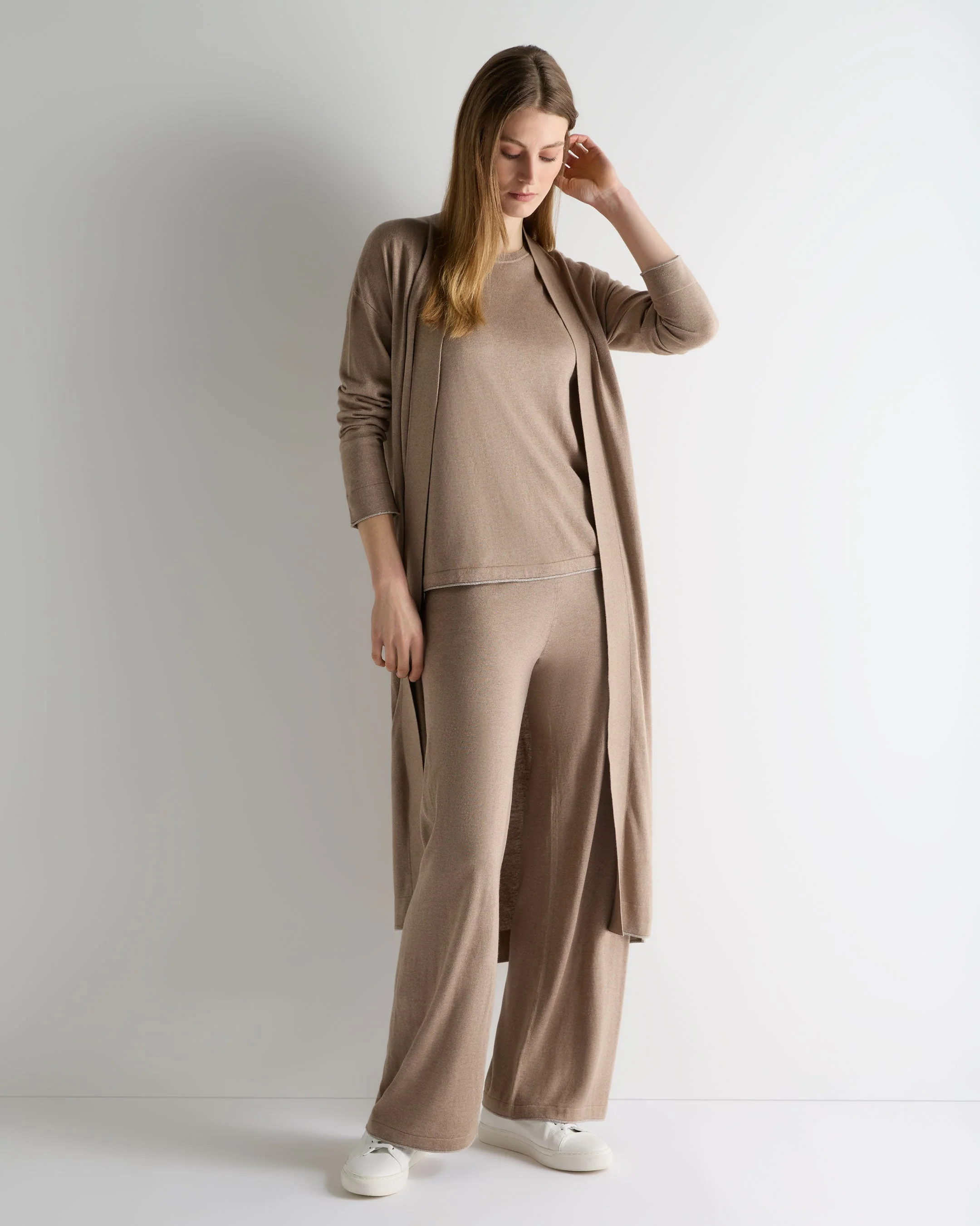 Women's Roche Silk Blend Top Mink Brown - Image 3