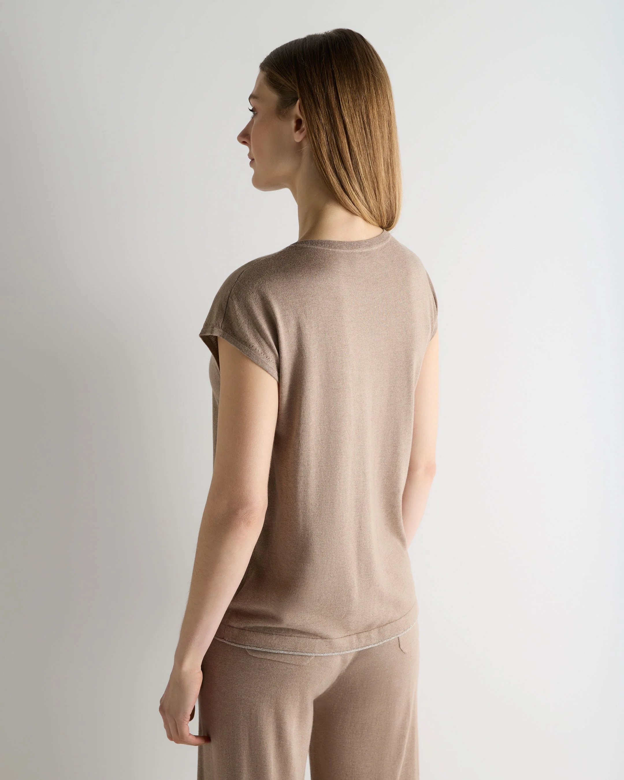 Women's Roche Silk Blend Top Mink Brown - Image 4