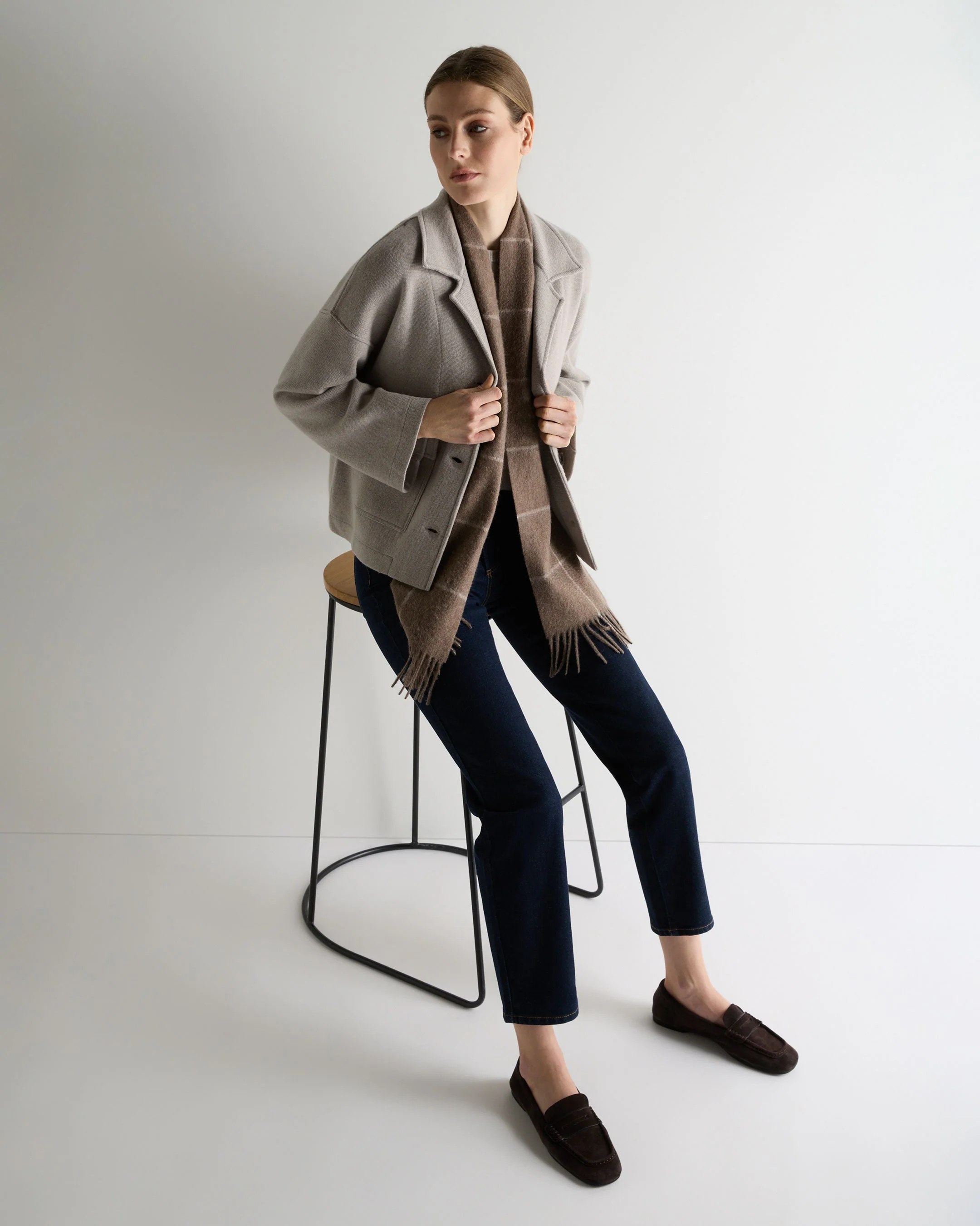 Women's Safari Milano Cashmere Jacket Oat Grey - Image 3