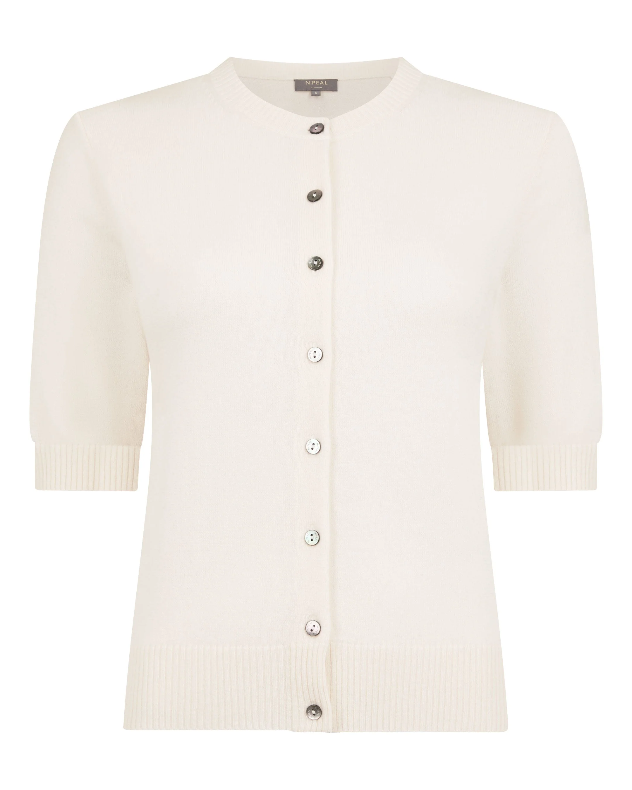Women's Short Sleeve Cashmere Cardigan New Ivory White - Image 2