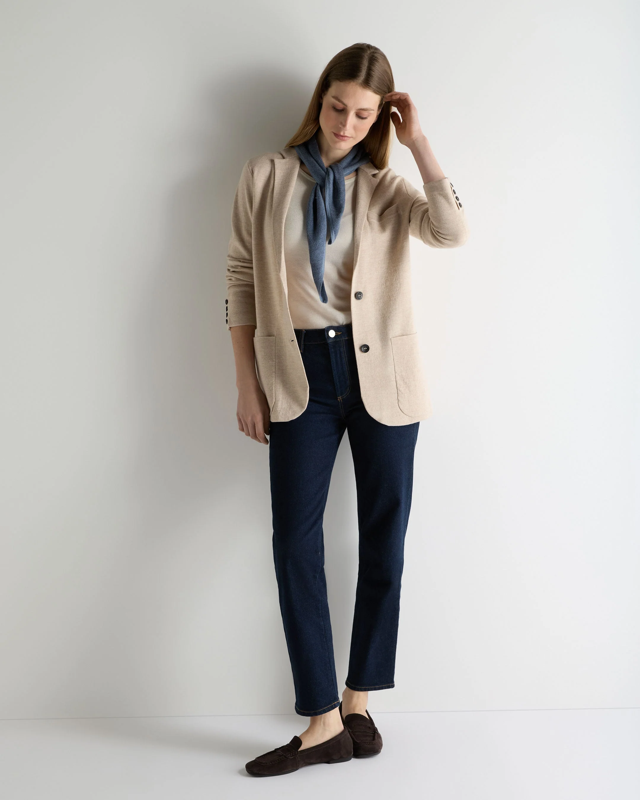 Women's Superfine Cashmere Silk Blazer Sandstone Brown - Image 3