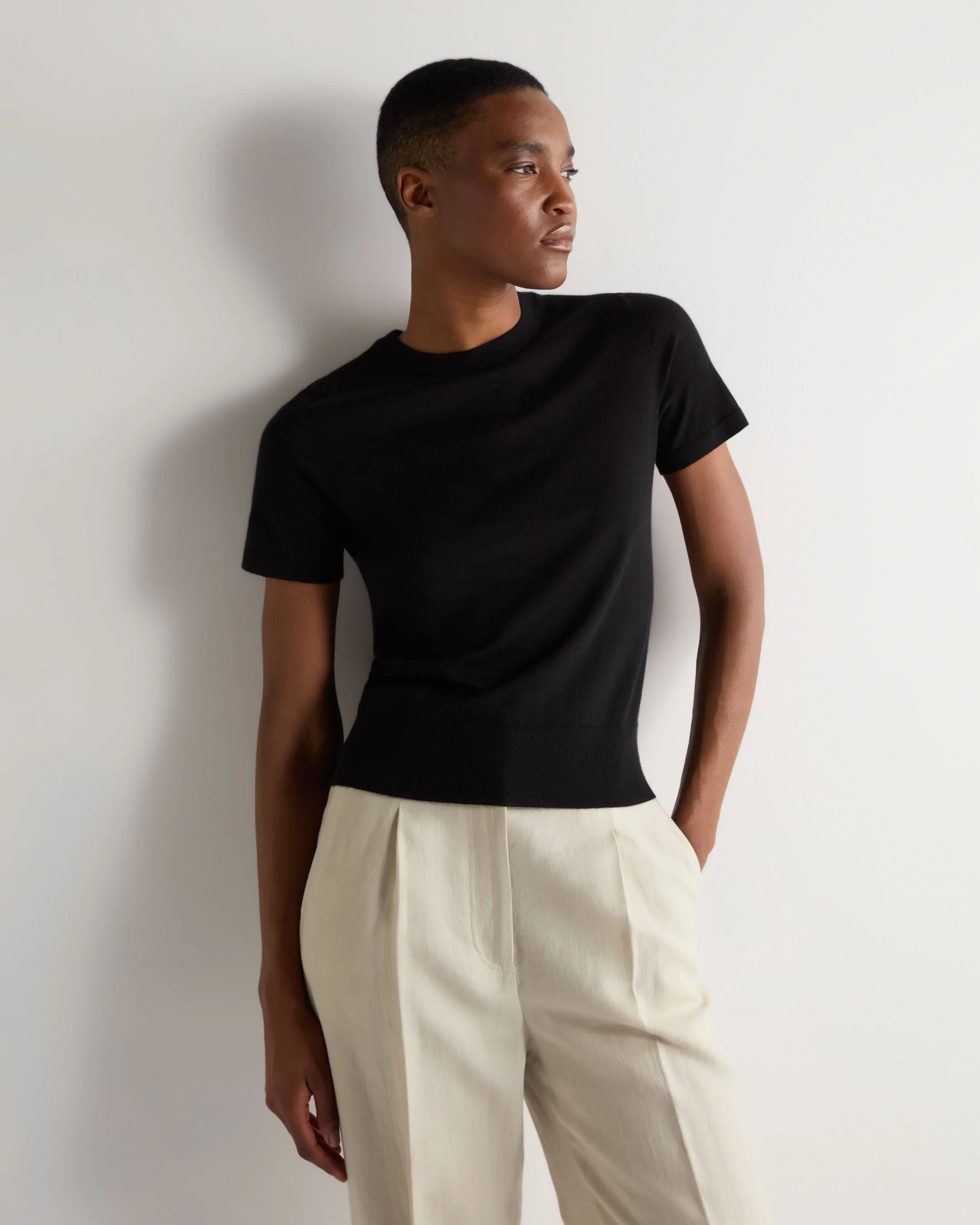 Women's Isla Superfine Cashmere T-Shirt Black