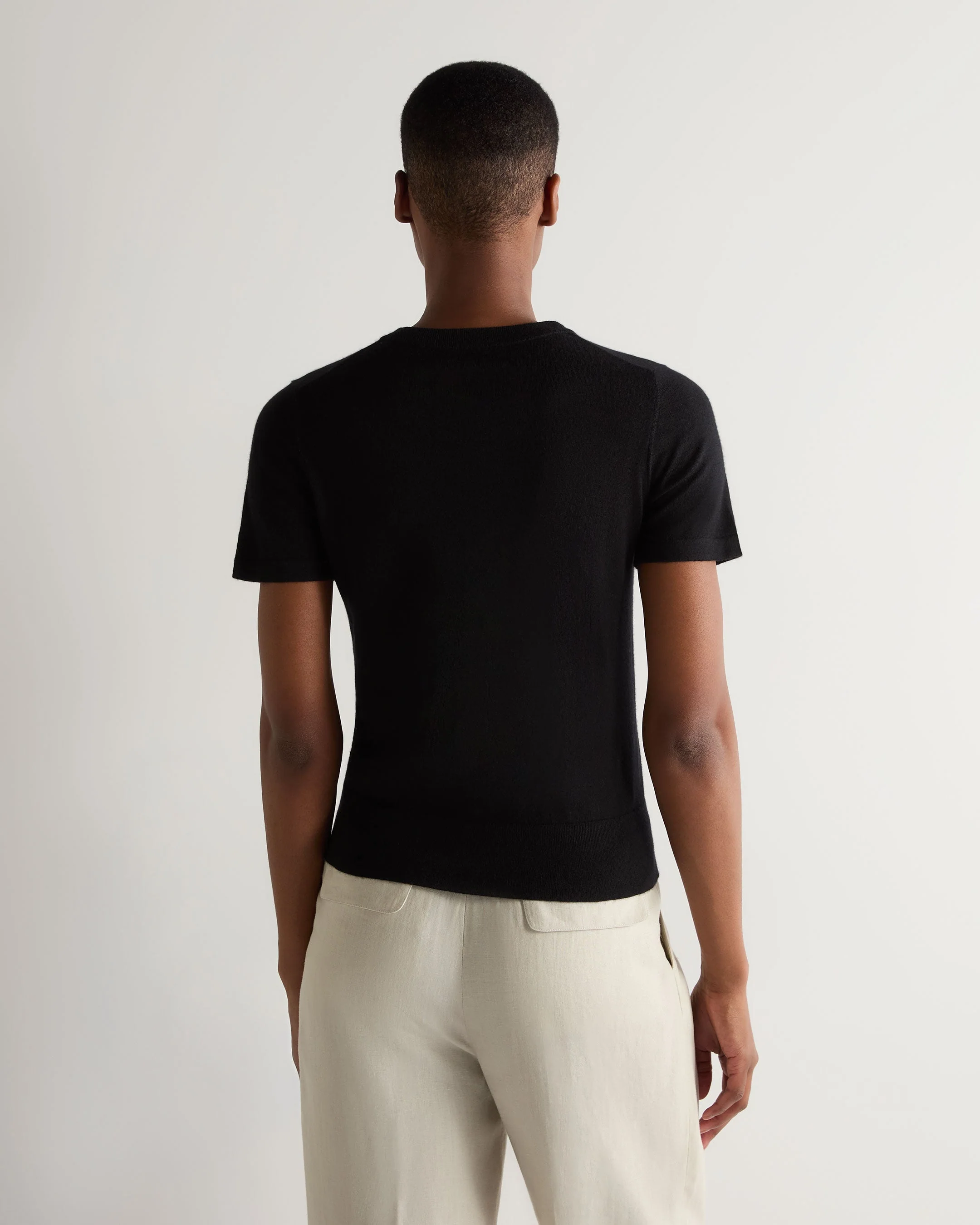 Women's Isla Superfine Cashmere T-Shirt Black - Image 4