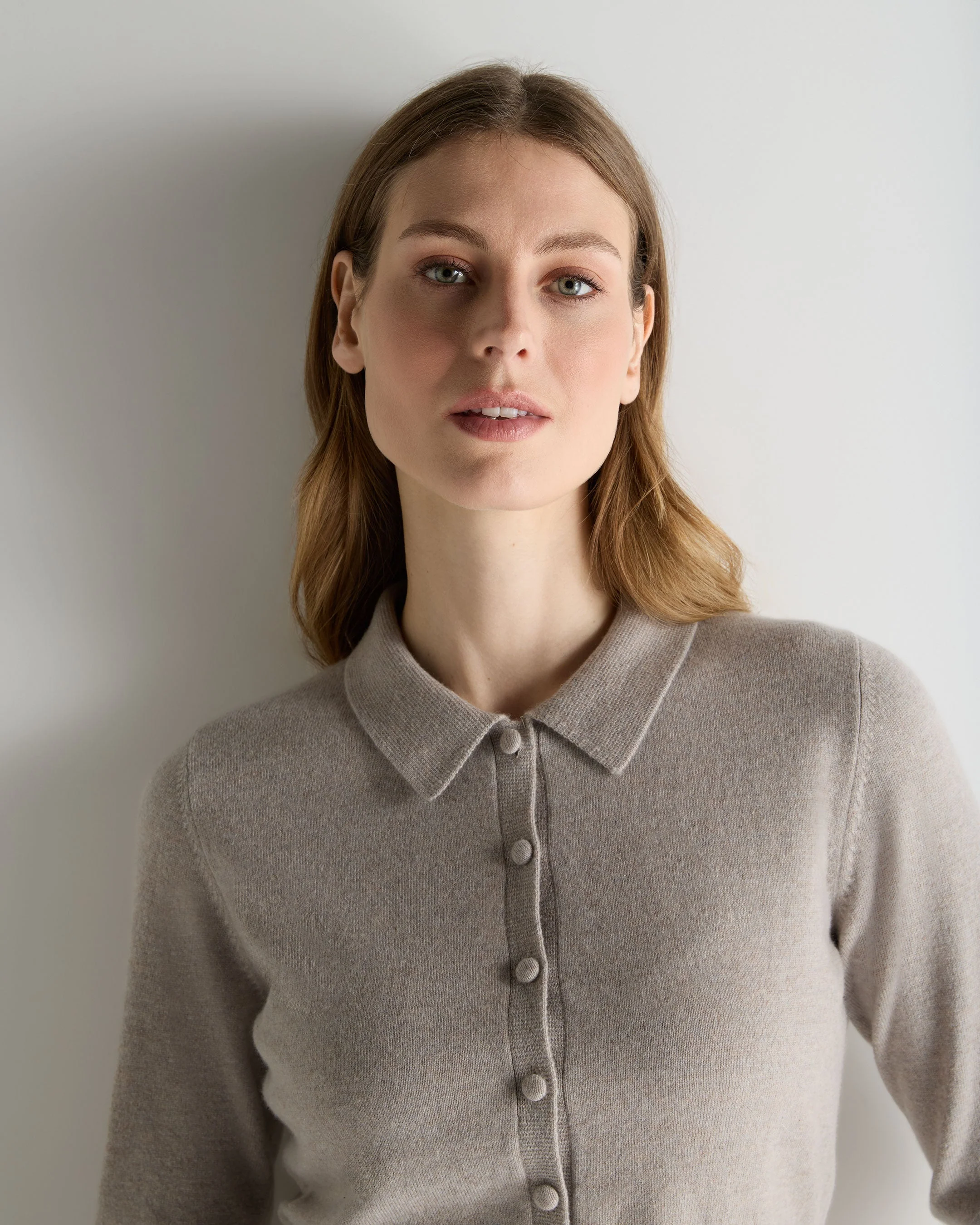 Women's Thea Collared Cashmere Cardigan Oat Grey - Image 5