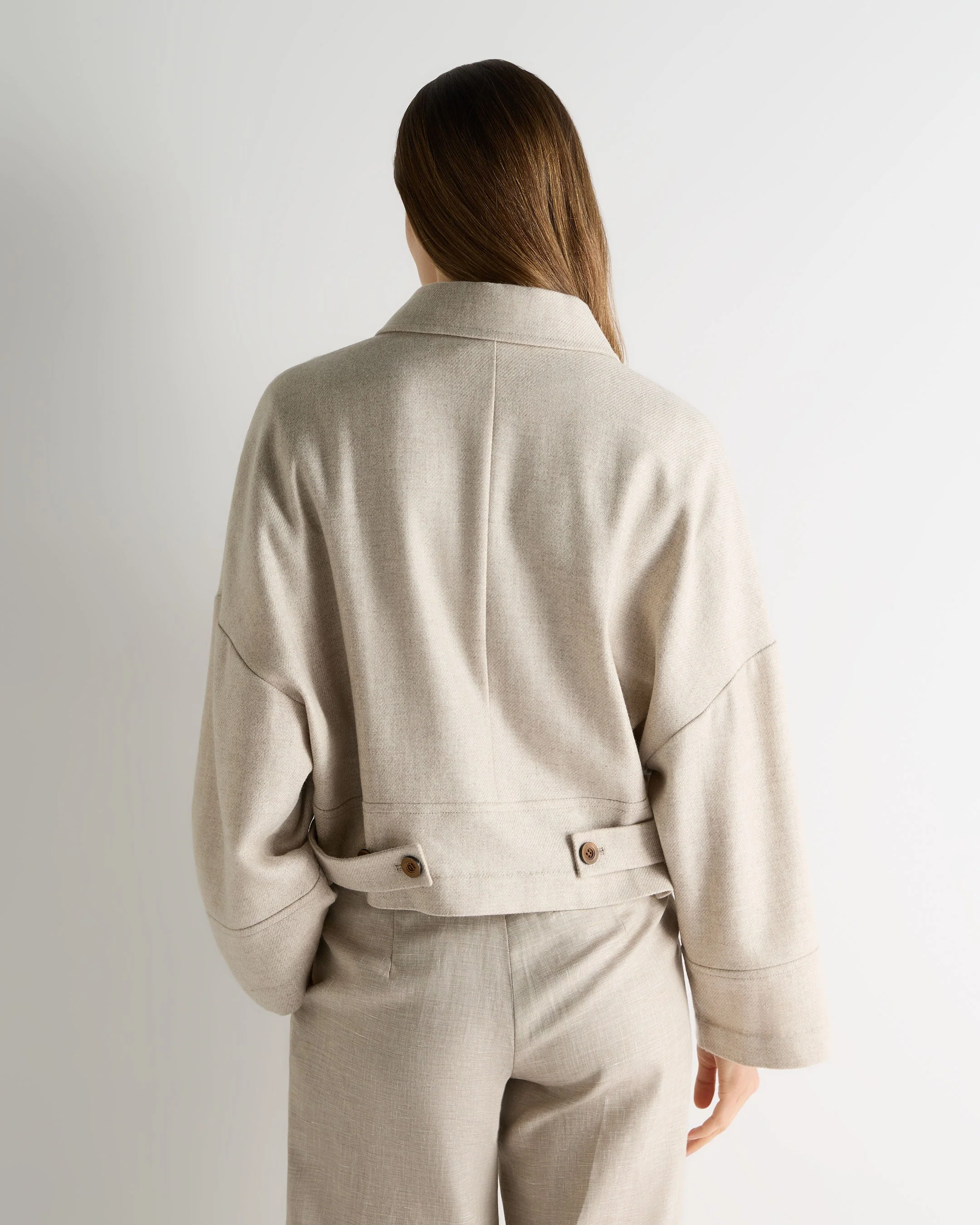 Women's Woven Cashmere Short Jacket Beige Brown - Image 4